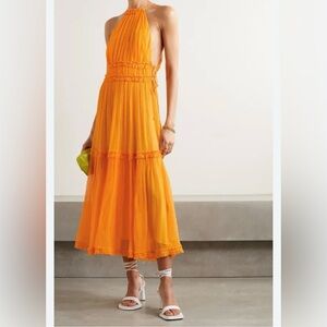 Zimmermann Orange Halter Midi Dress